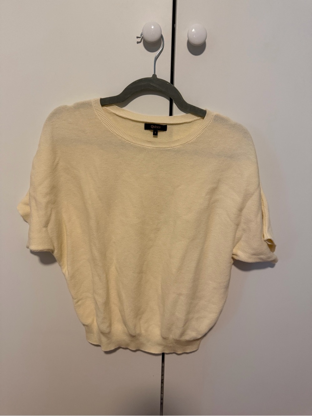 Quince Cotton Cashmere Dolman Sweater in Pale Yellow